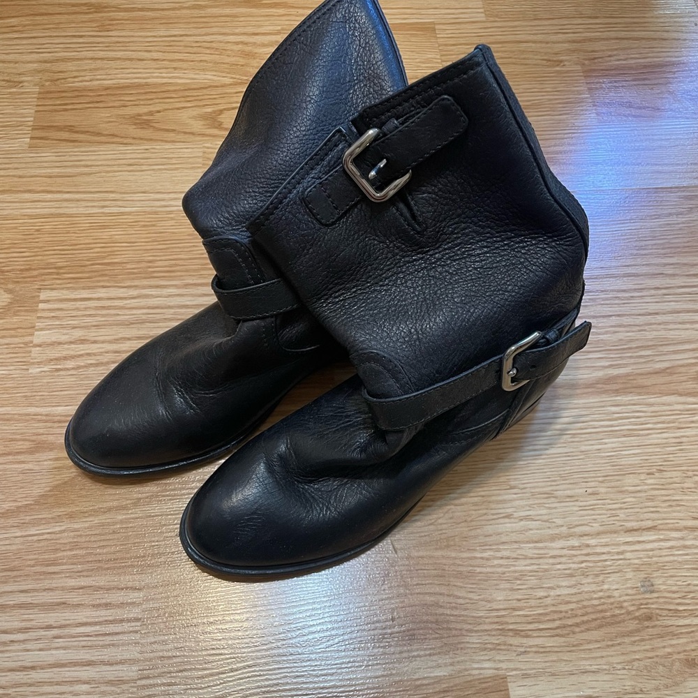 Prada Black Leather Ankle Boots
